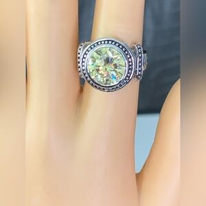 Authentic Premier Design Rhodium Plated Citrine Crystal stone cocktail ring. 8